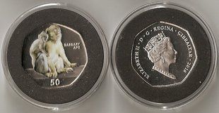 Гибралтар - 50 Pence 2018 - MONKEY BARBARY APE - UNC
