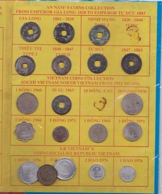 World coins / Монеты мира - набор 34 монеты 1802 - 1976 - Indochine - Annam Vietnam - в холдері - XF / VF / VG