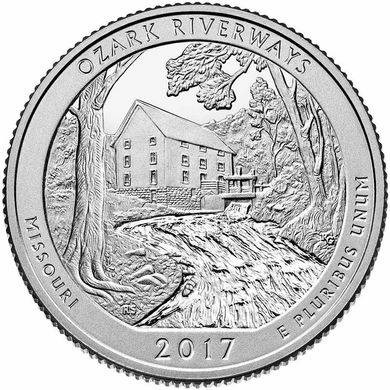 США - 25 Cents 2017 - D - 38-й Парк, Национальный парк Озарк Ривервейс, Штат Миссури - UNC