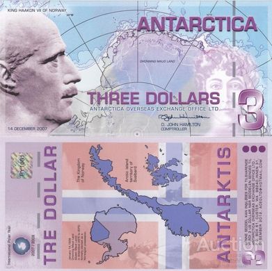 Антарктика - 3 Dollars 14.12. 2007 - UNC