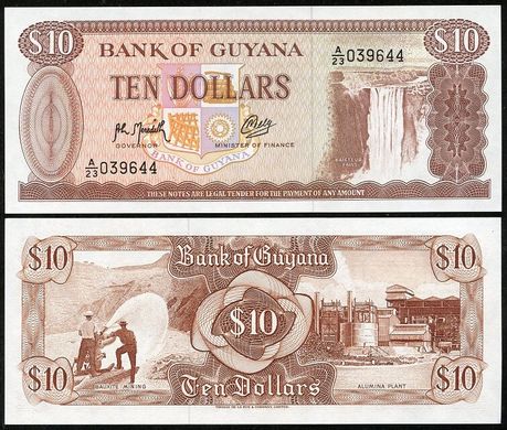 Guyana - 5 pcs x 10 Dollars 1992 - Pick 23f - UNC