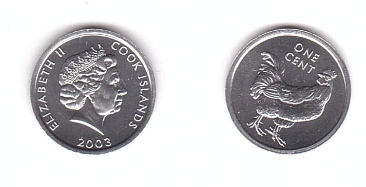 Острови Кука - 5 шт х 1 Cent 2003 - Півень - UNC