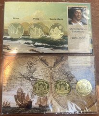 Fantasy - Guanahani - набор 3 монеты x 3 Pesos 2021 - Christophorus Columbus - UNC