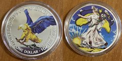 США - Копия сувенирная монета Свобода Украины 2022 - c 3D выпуклое покрытие - в капсуле - UNC