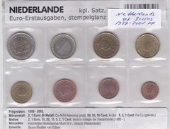 Netherlands - set 8 coins 1 2 5 10 20 50 Cent 1 2 Euro 1999 - 2001 - XF