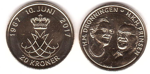 Дания - 20 Kroner 2017 - Золоте весілля / Golden wedding - UNC