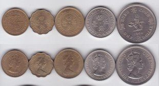 Гонконг - набір 5 монет 10 20 50 Cents 1 Dollar 1957 - 1977 - aUNC / XF