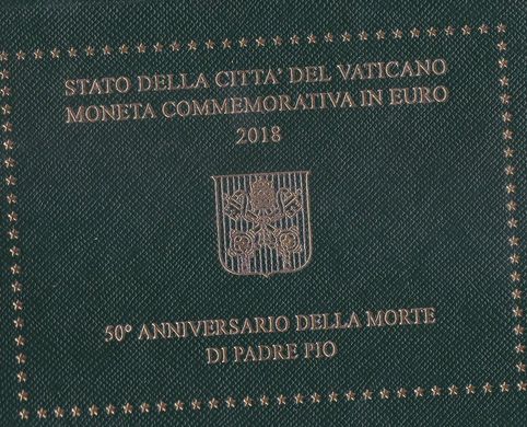 Ватикан - 2 Euro 2018 - 50th Anniversary of the death of Padre Pio - in folder - UNC