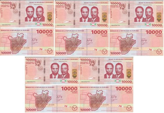 Бурунді - 5 шт х 10000 Francs 2022 ( 2023 ) - UNC
