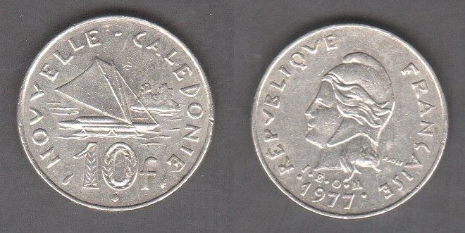 Нова Каледонія - 10 Francs 1977 - VF