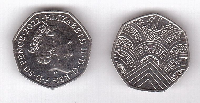 United Kingdom / England / Great Britain - 50 Pence 2022 - 50 Years of Pride - UNC