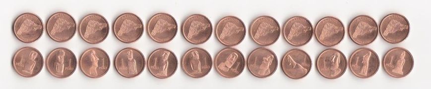 Острів Пасхи - набір 12 монет x 1 Peso 2021 ( 2022 ) - Статуї Моаї - Мідь - ( Weight - 2,3 grams, Diameter - 14 mm ) - UNC