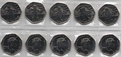 Isle of Man - set 6 coins x 50 Pence 2020 - 100 Years of Rupert Bear - UNC