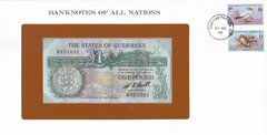 Гернси - 1 Pound 1980 - Pick 48 - sign. Bull - Banknotes of all Nations - в конверте - UNC