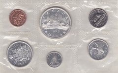Канада - набор 6 монет 1 5 10 25 50 Cents 1 Dollar 1965 - в запайке - серебро - UNC