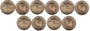 Дания - 5 шт х 20 Kroner 2011 - Кораблі - Емма Маерcк - aUNC / UNC