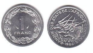 Центральная Африка - 1 Franc 1986 - UNC