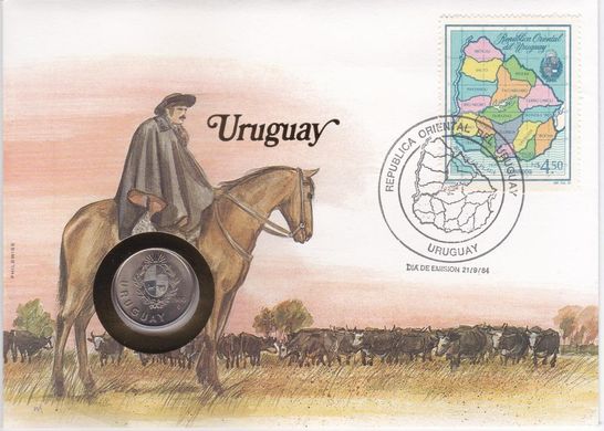 Uruguay - 1 Peso 1980 - in an envelope with a stamp - UNC
