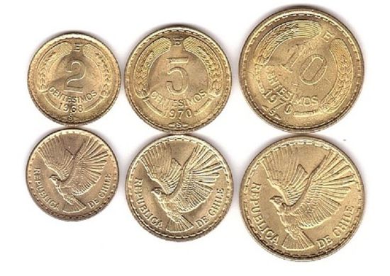 Чили - набор 3 монеты - 2 5 10 Centesimos 1960 - 1971 - aUNC