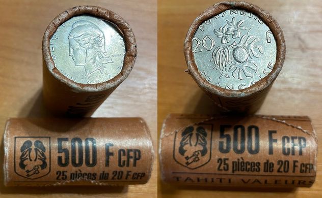 Французька полінезія / Таїті - 25 шт. X 20 Francs mixed -монети з обороту - Roll - XF