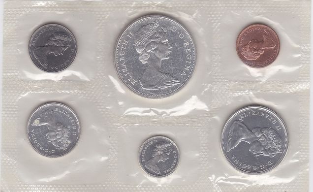 Канада - набір 6 монет 1 5 10 25 50 Cents 1 Dollar 1965 - у запайці - срібло - UNC