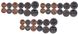 Madagascar - 3 pcs x set 6 coins 1 2 5 10 20 50 Ariary 1996 - 2016 - UNC