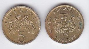 Сінгапур - 5 Cents 1989 - VF / F