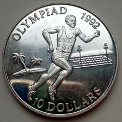Соломоновы Острова / Соломоны - 10 Dollars 1991 - Олимпиада 1992 - серебро - aUNC