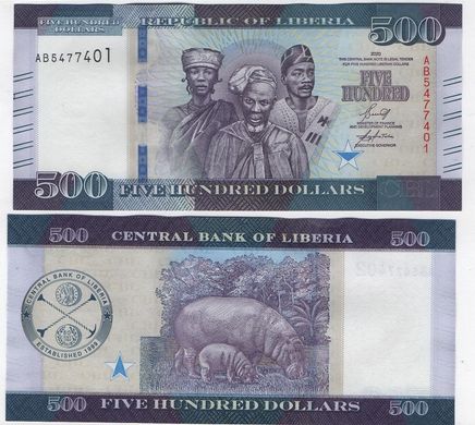 Ліберія - 5 шт х 500 Dollars 2020 - UNC