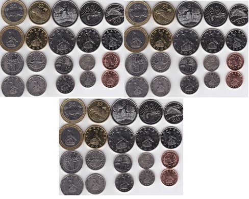 Zimbabwe - 3 pcs x set 10 coins 1 5 10 20 50 Cent 1 2 5 10 25 Dollars 1997 - 2003 - aUNC