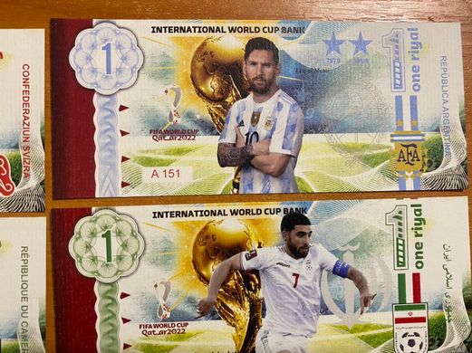 INTERNATIONAL WORLD CUP BANK - набір 32 банкноти 2022 - Чемпіонат світу з футболу / WC 2022 - Fantasy Note - UNC