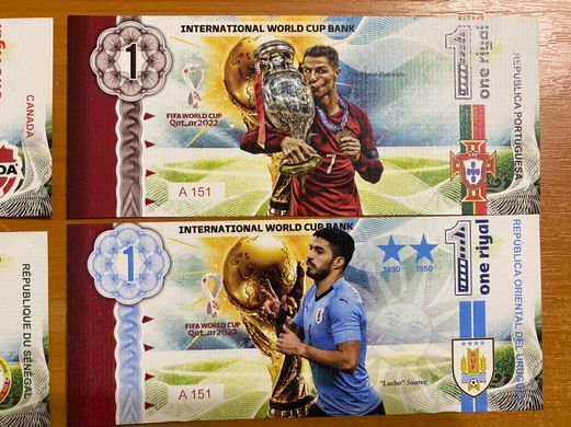 INTERNATIONAL WORLD CUP BANK - набор 32 банкноты 2022 - Чемпионат мира по футболу / WC 2022 - Fantasy Note - UNC