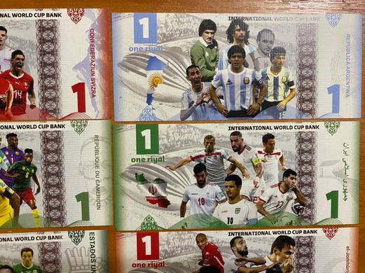 INTERNATIONAL WORLD CUP BANK - набір 32 банкноти 2022 - Чемпіонат світу з футболу / WC 2022 - Fantasy Note - UNC