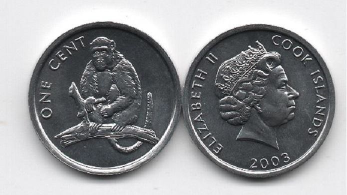 Острова Кука - 1 Cent 2003 - Обезьяна / Monkey - UNC