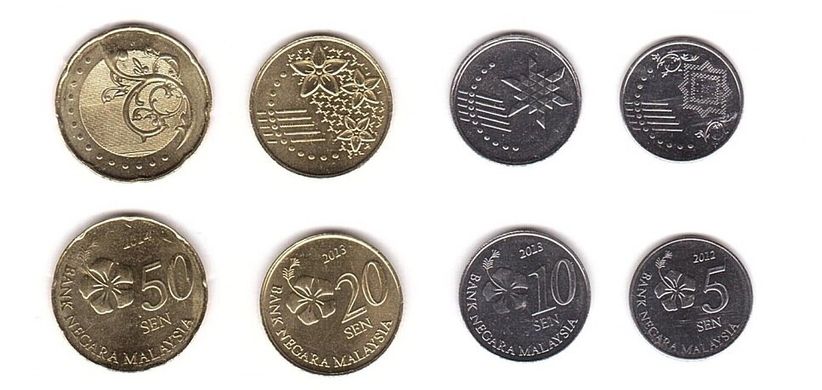 Малайзія - набір 4 монети 5 10 20 50 Sen 2012 - 2014 - UNC