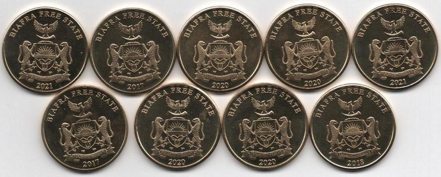 Fantasy / Biafra - set 9 coins x 10 Shillings 2017 - 2021 - Animals - UNC