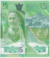 Barbados - 5 Dollars 2022 - Polymer - UNC