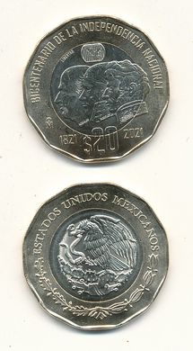 Мексика - 20 Pesos 2021 - Bicentennial of Mexico's Independence - UNC