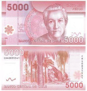 Chile - 5000 Pesos 2014 - Polymer - P. 163 - UNC