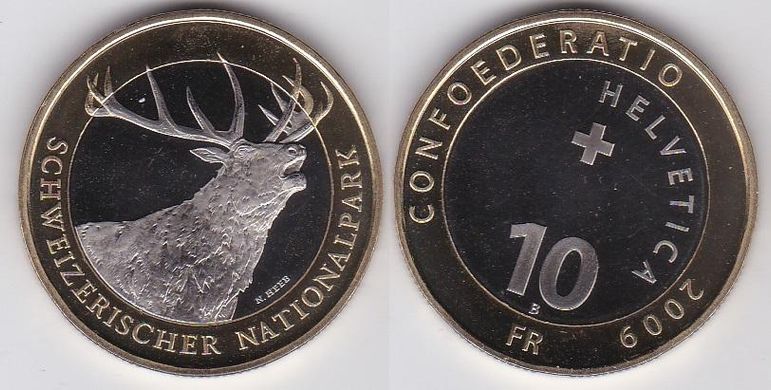 Швейцария - 10 Francs 2009 - Швейцарський національний парк - Олень - UNC