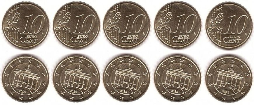 Germany - 5 pcs х 10 Cent 2023 - D - UNC