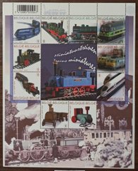 3122 - Belgium - 2009 - Trains Locomotives - Sheet of 10 stamps - MNH