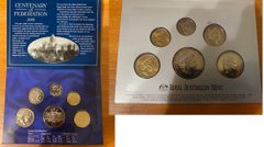 Australia - Mint set 6 coins 5 10 20 50 Cents 1 2 Dollars 2001 - in folder - UNC