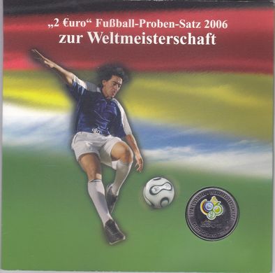 Германия - набор 5 монет x 2 E 2006 + жетон - ПРОБА - футбол - в буклете - UNC