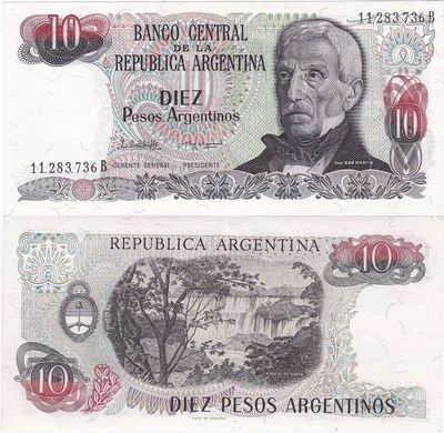 Аргентина - 10 Pesos 1983 - 1984 - P. 313a (2) - UNC