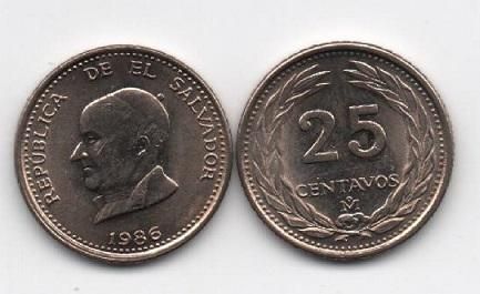 Сальвадор - 5 шт х 25 Centavos 1986 - aUNC / UNC