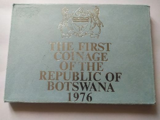 Ботсвана - набор 6 монет - 1 5 10 25 50 Thebe + 1 Pula 1976 - в футляре - Proof