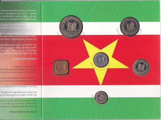 Суринам - набір 6 монет 1 5 10 25 100 250 Cent 1982 - 1989 - у буклеті - UNC