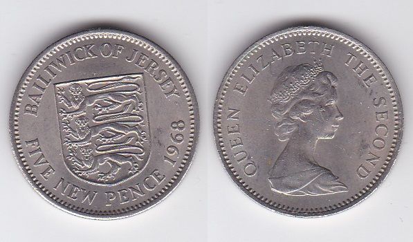 Jersey - 5 New Pence 1968 - XF