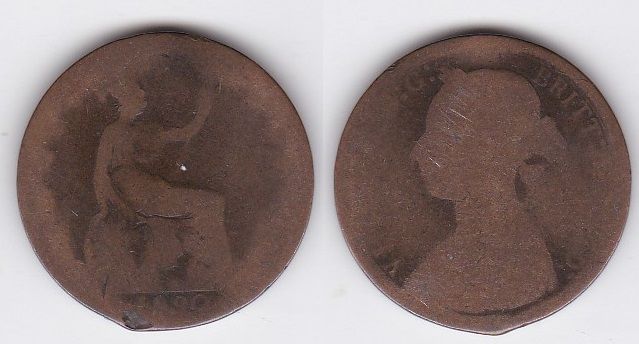 Великобритания - 1/2 Penny 1890 - F